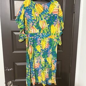 FARM Rio Vibrant Blue and Yellow Floral Dress